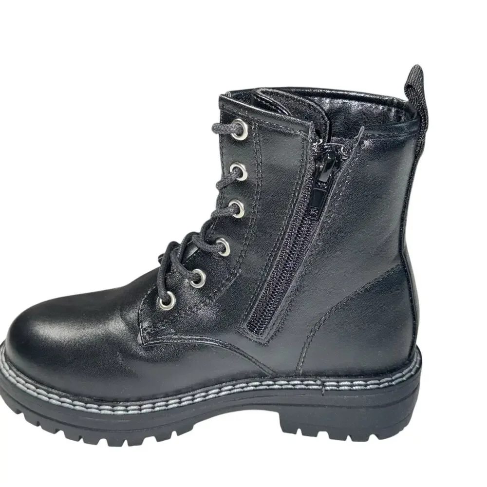 MIA Kids Boots Toddler Girls Taunya Side Zip Combat Black Moto SZ/ 13